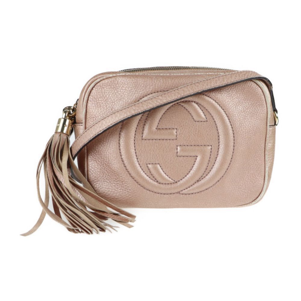 Gucci Soho Shoulder Bag Leather Pink Tassel